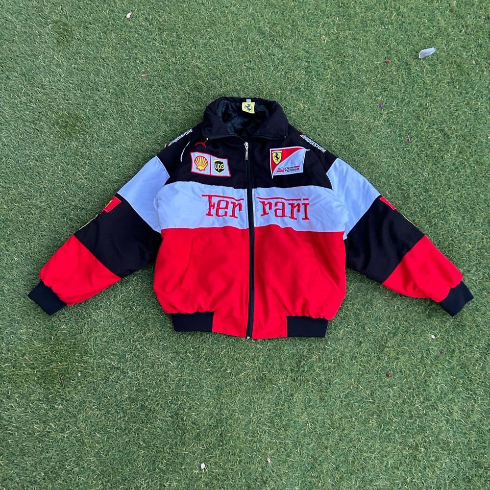 Vintage 90’s ferrari bomber jacket red and black
